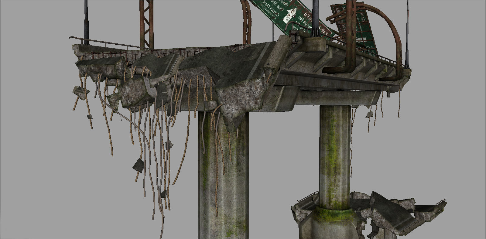 Broken Bridge Low-poly 3D model_10
