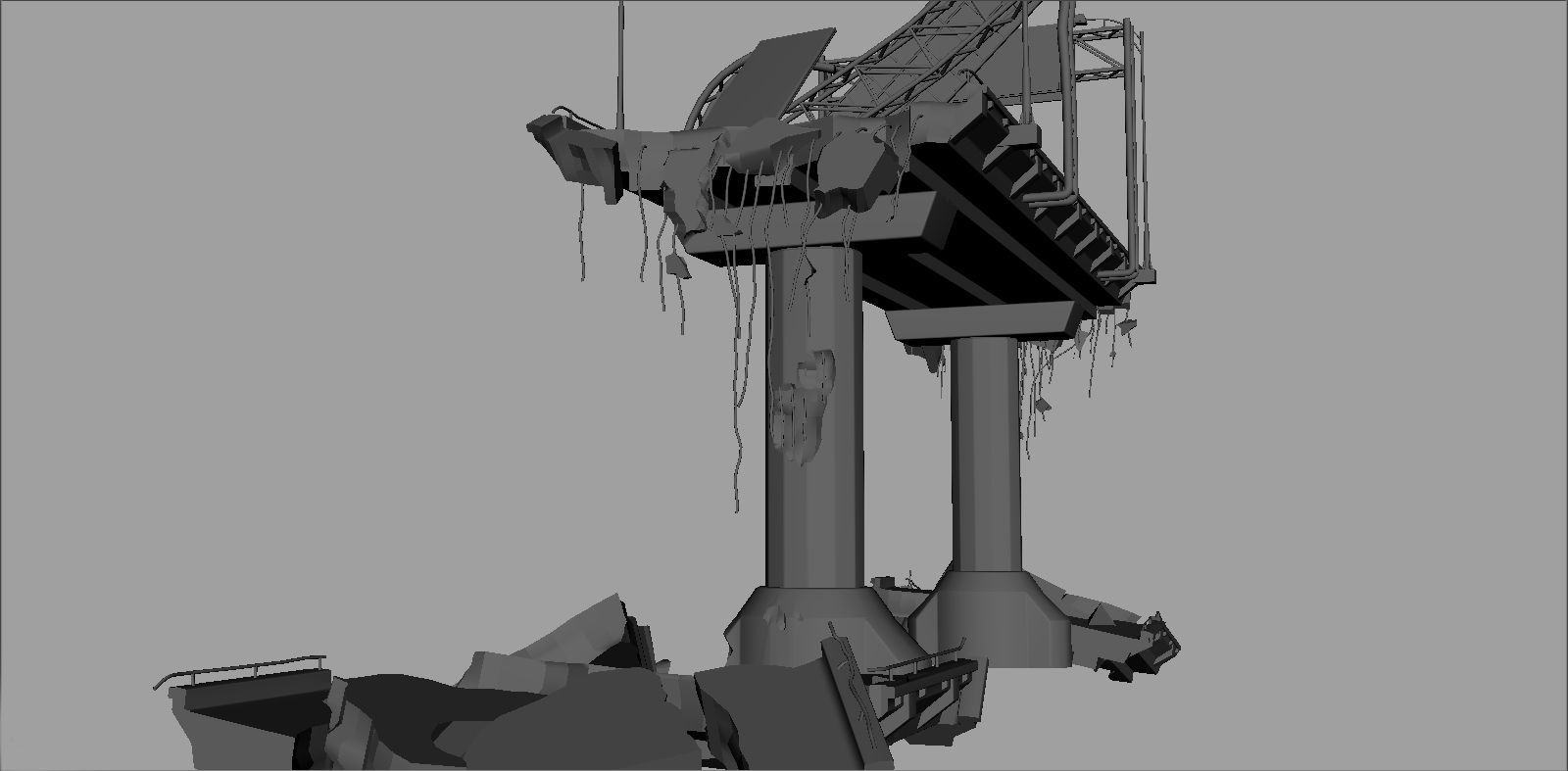 Broken Bridge Low-poly 3D model_17