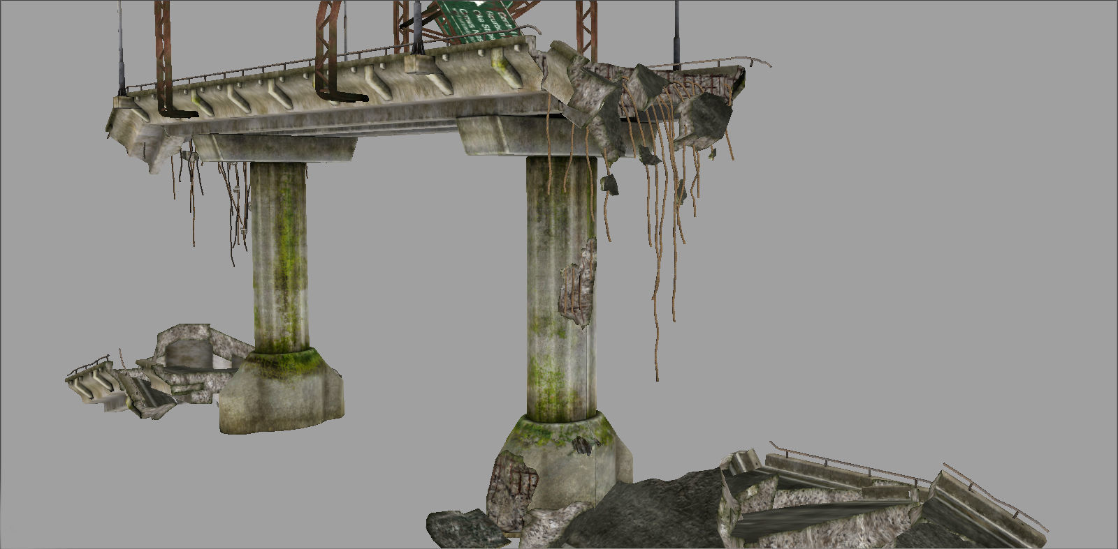 Broken Bridge Low-poly 3D model_27