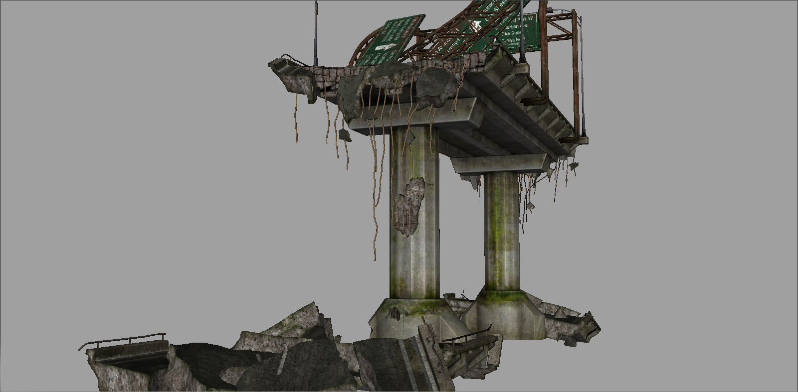 Broken Bridge Low-poly 3D model_14