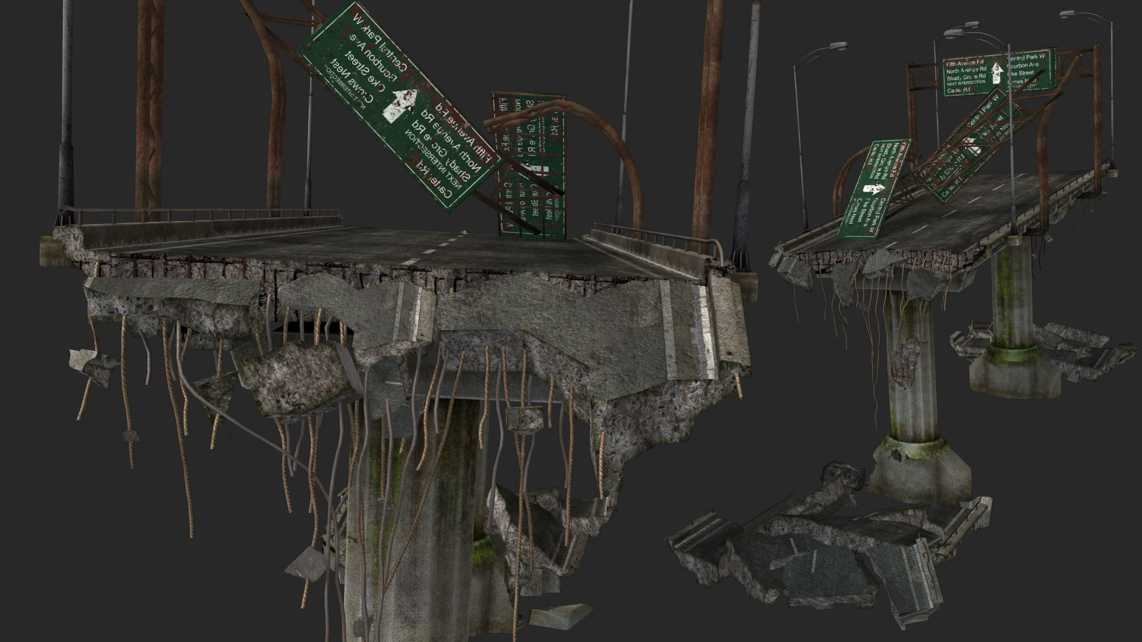 Broken Bridge Low-poly 3D model_1