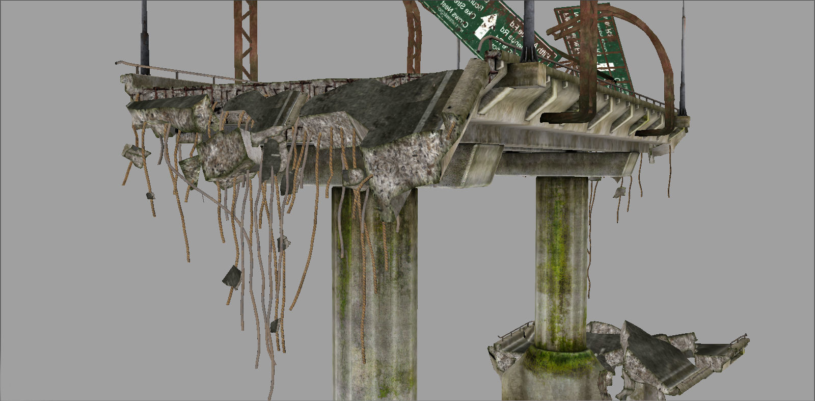 Broken Bridge Low-poly 3D model_11