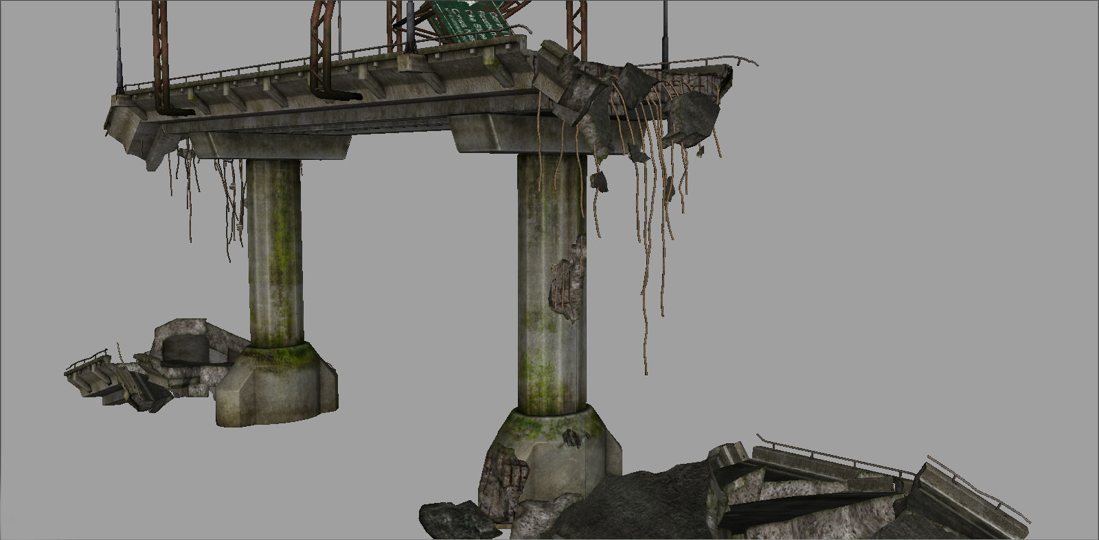 Broken Bridge Low-poly 3D model_26