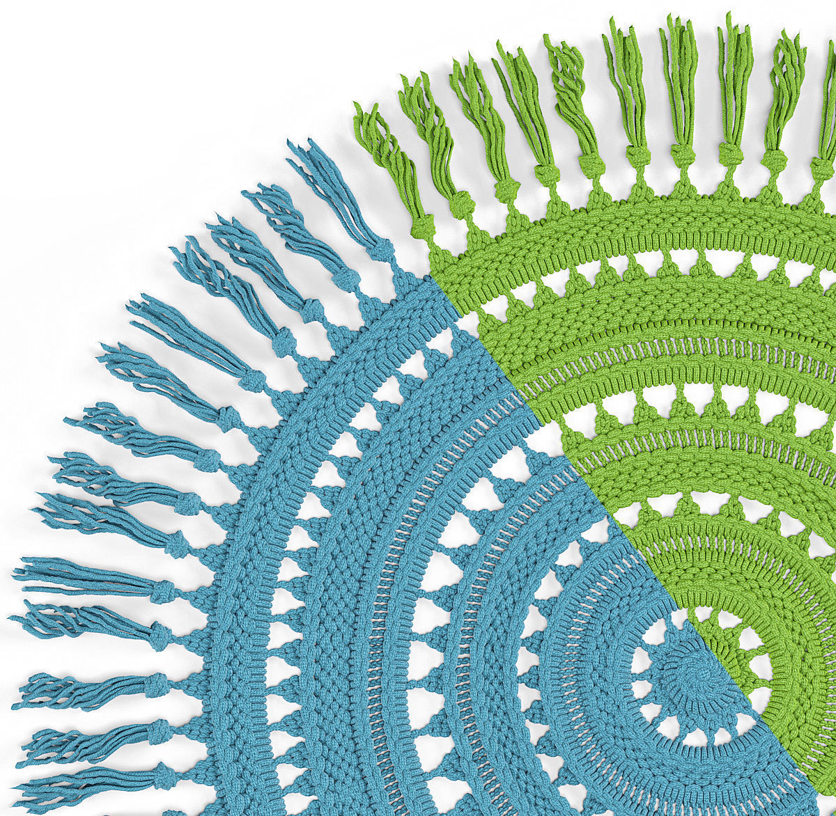 Woven Round Tassel Rug 3D model_2