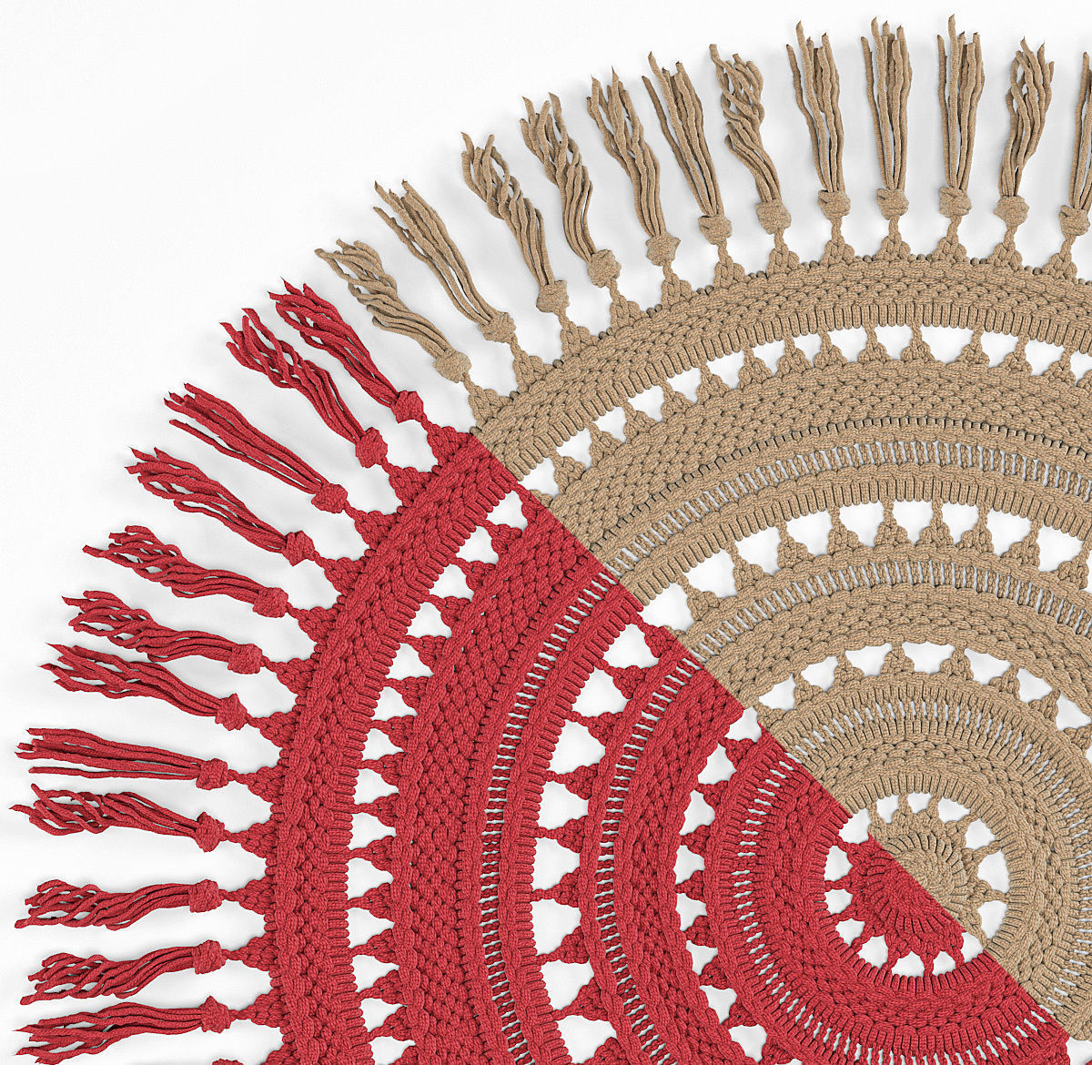 Woven Round Tassel Rug 3D model CGTrader