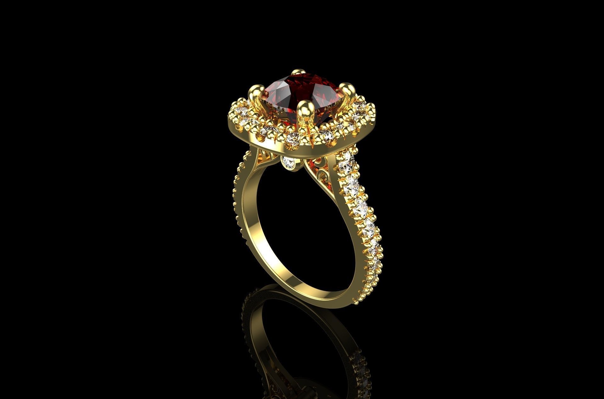 Cushion Engagement Rings 3D print model_2