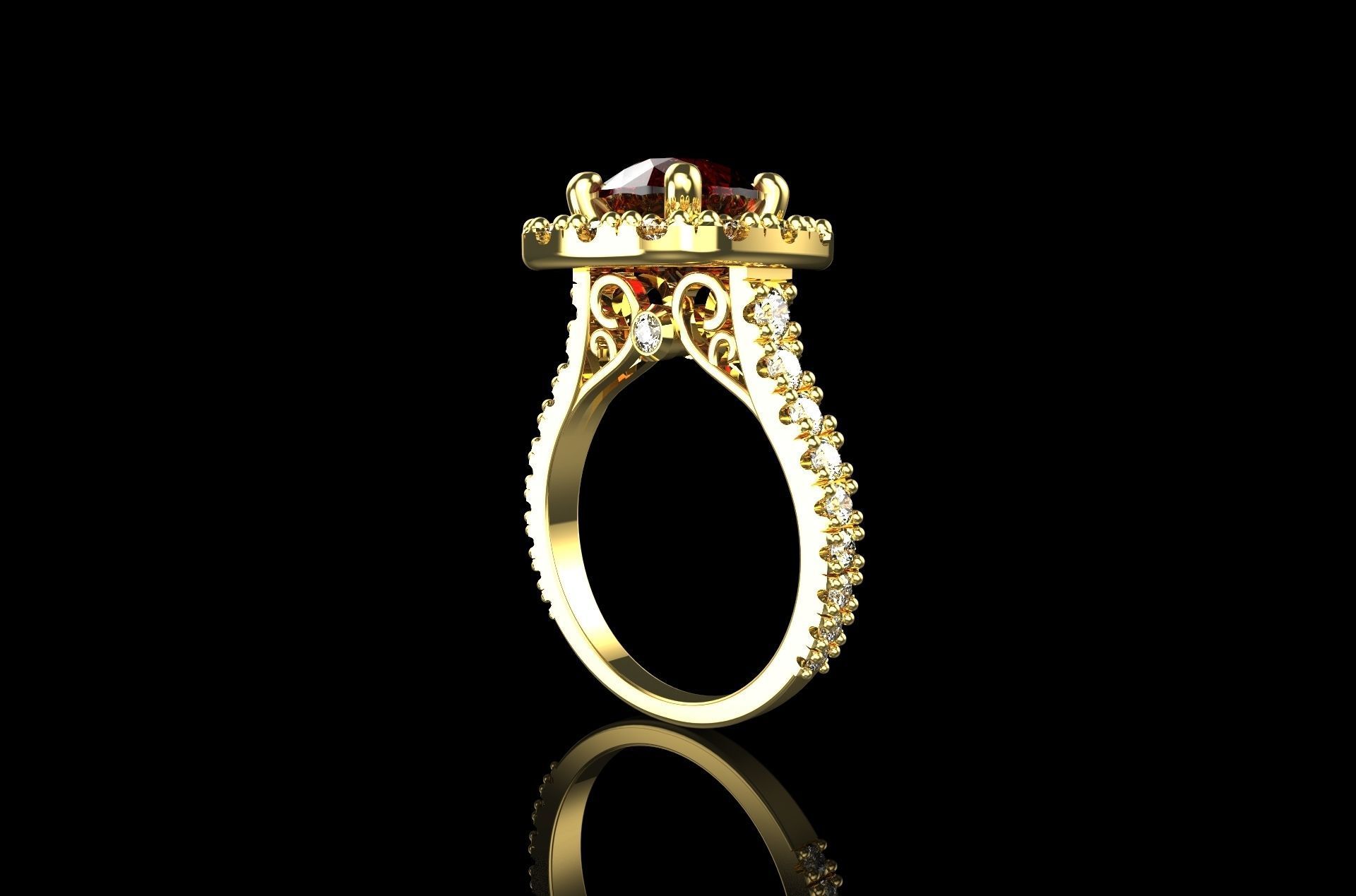 Cushion Engagement Rings 3D print model_3