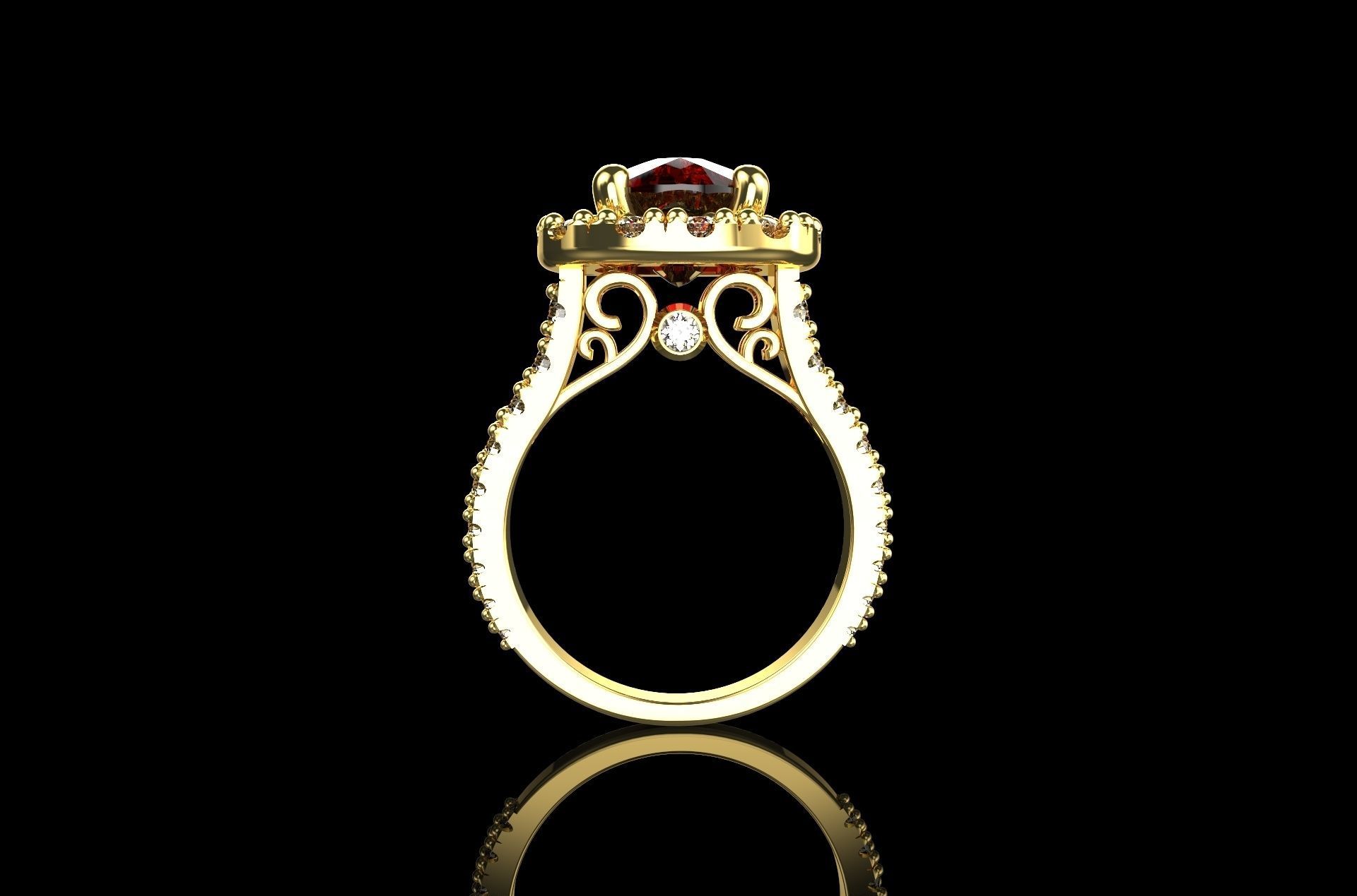 Cushion Engagement Rings 3D print model_4