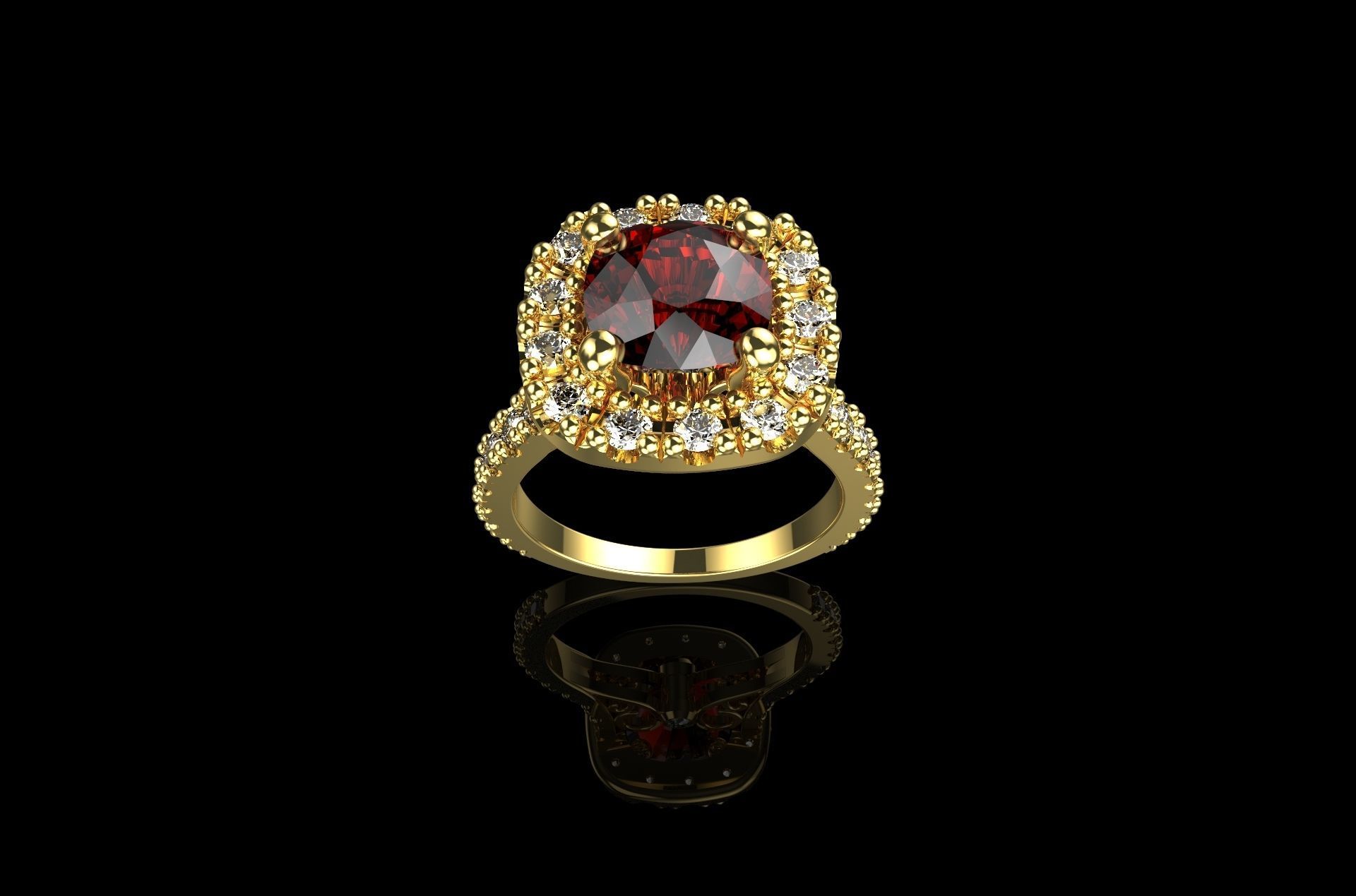 Cushion Engagement Rings 3D print model_1