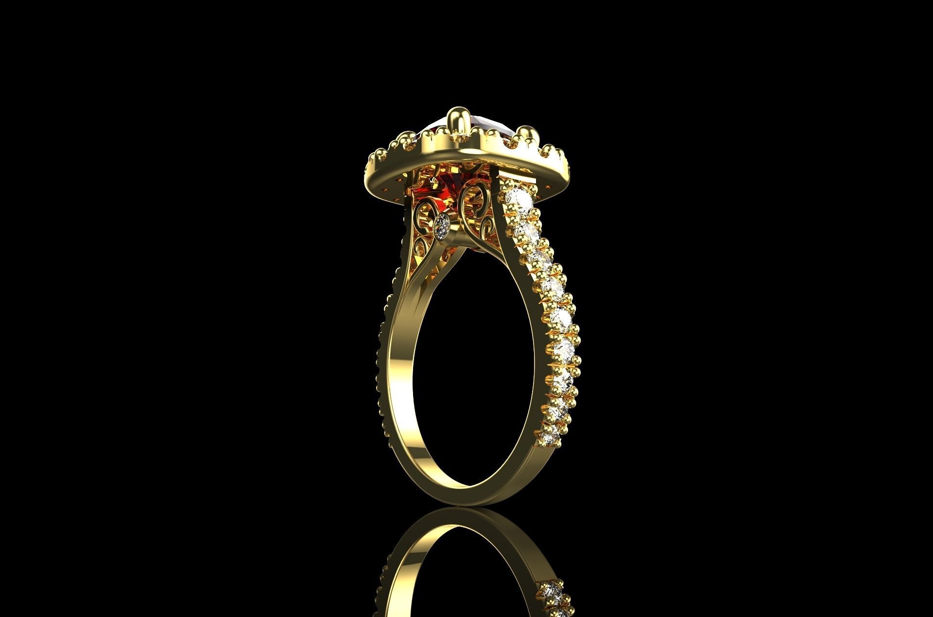 Cushion Engagement Rings 3D print model_6