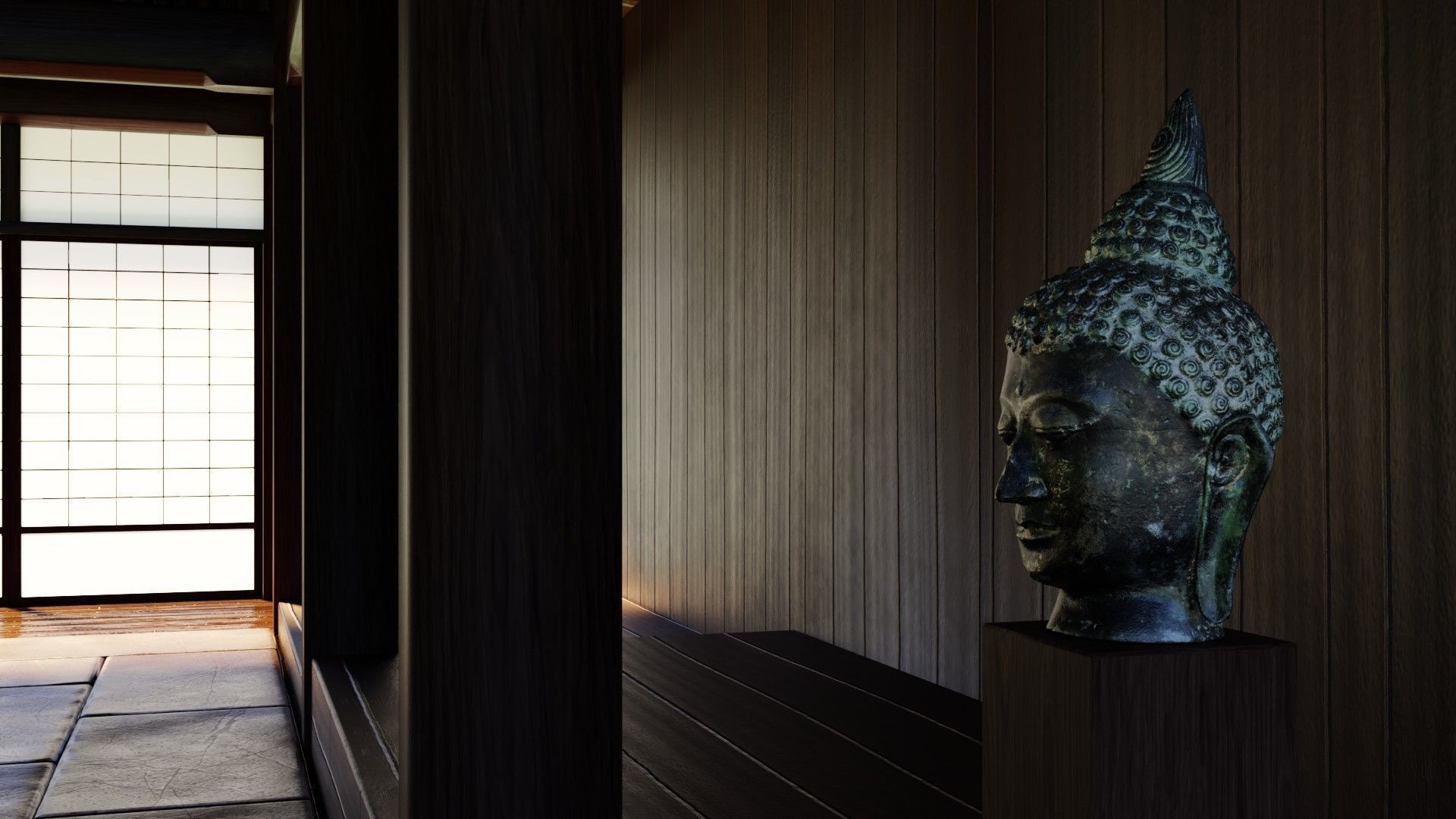 Buddha Head Low-poly 3D model_11