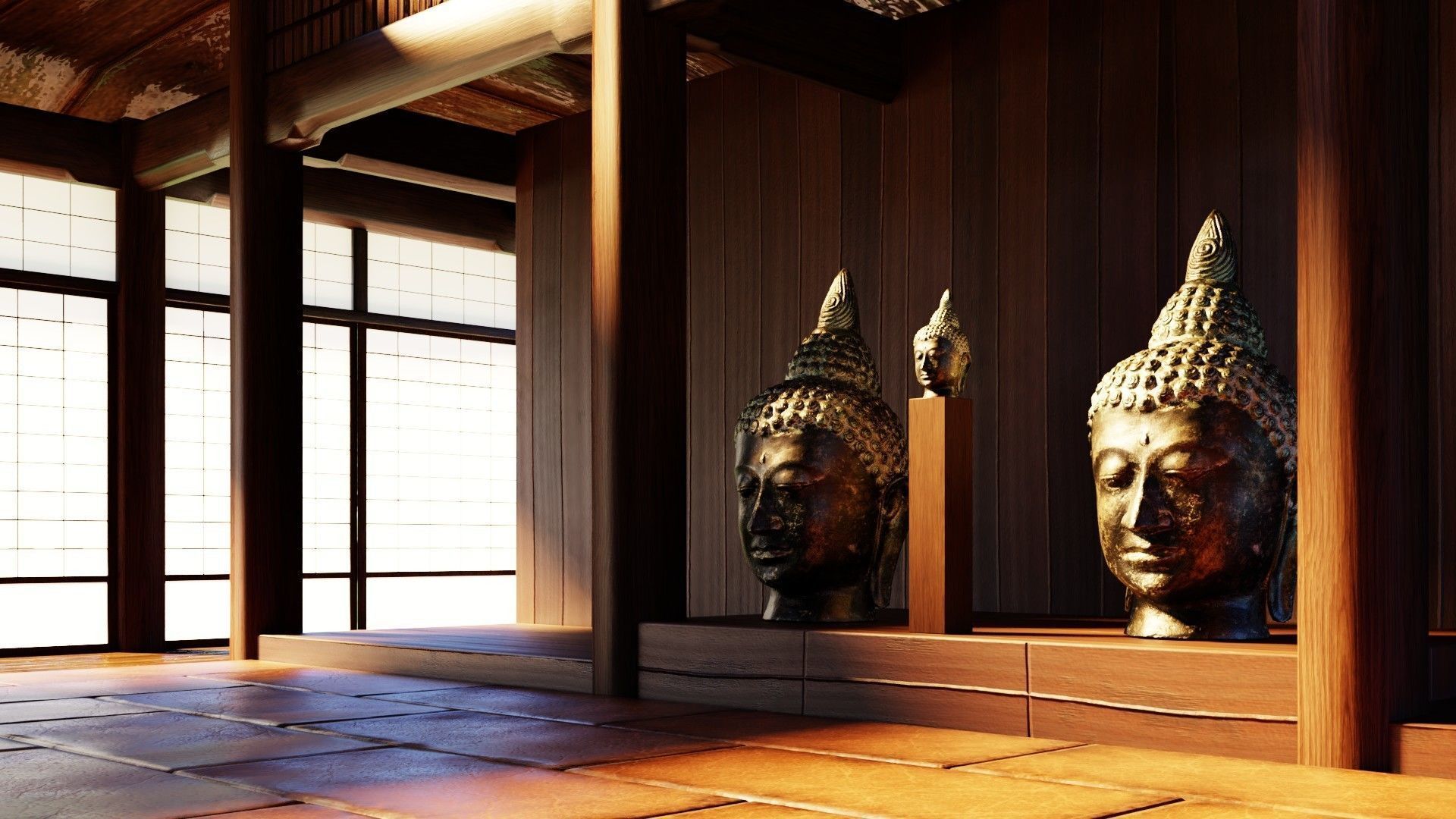 Buddha Head Low-poly 3D model_12