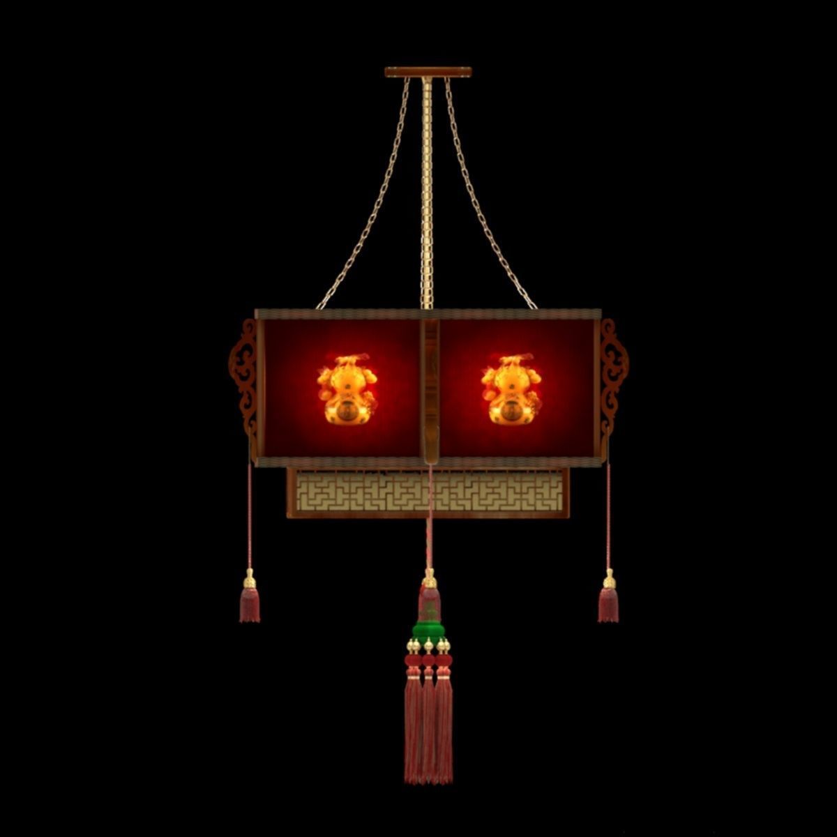 Chinese red lantern 3D model_2