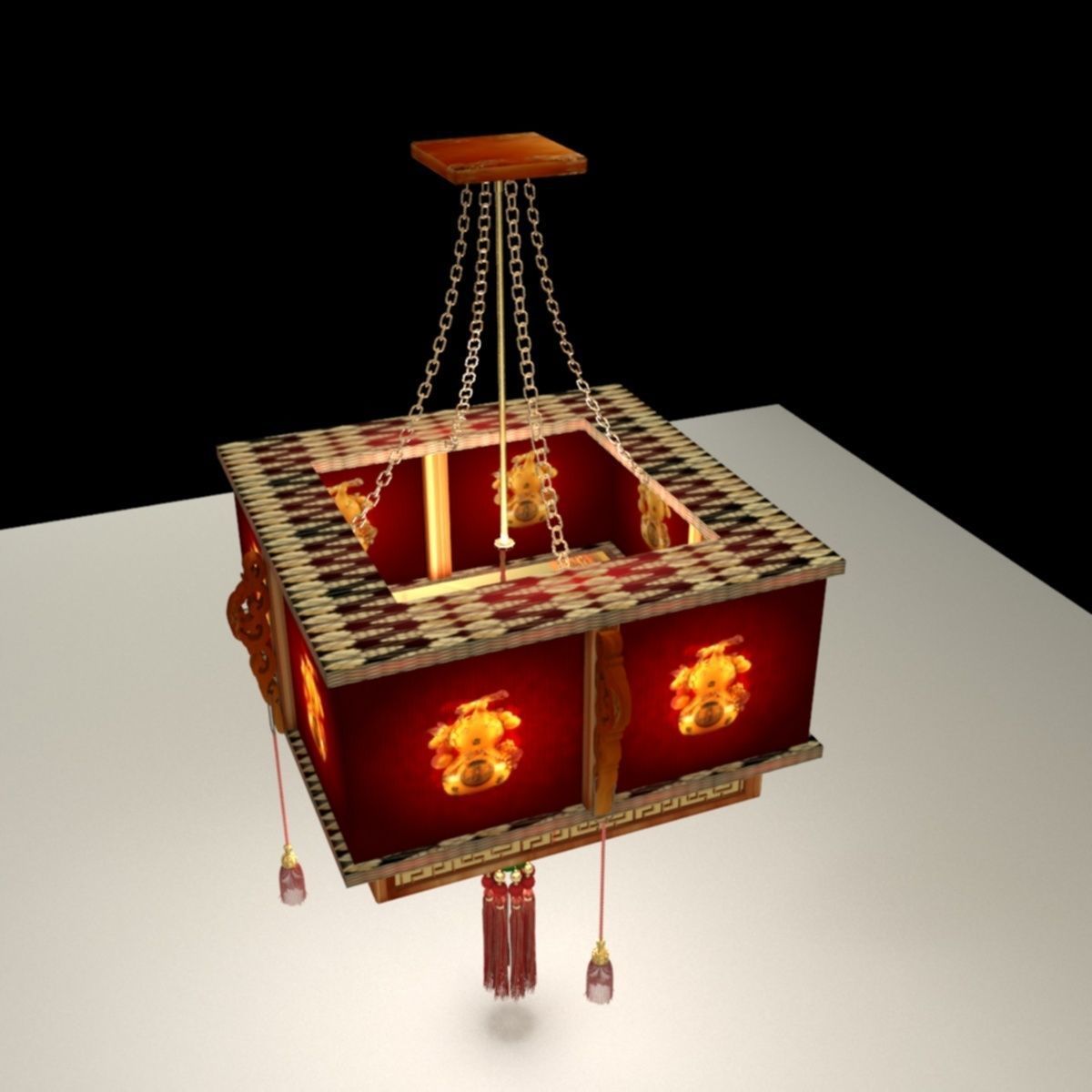 Chinese red lantern 3D model_3