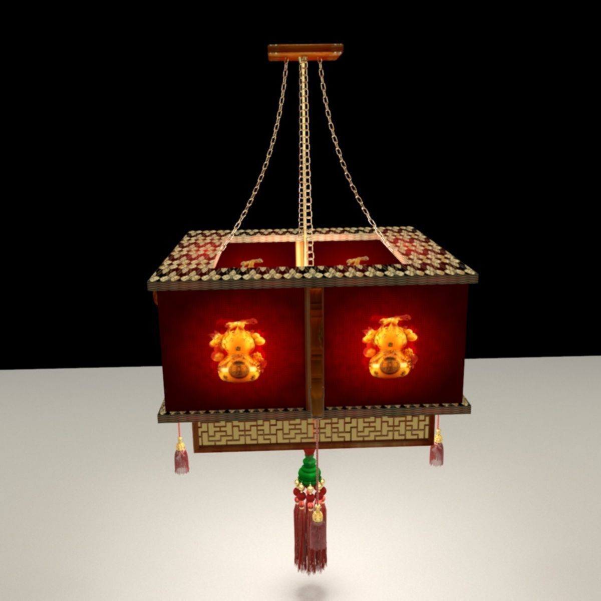 Chinese red lantern 3D model_1
