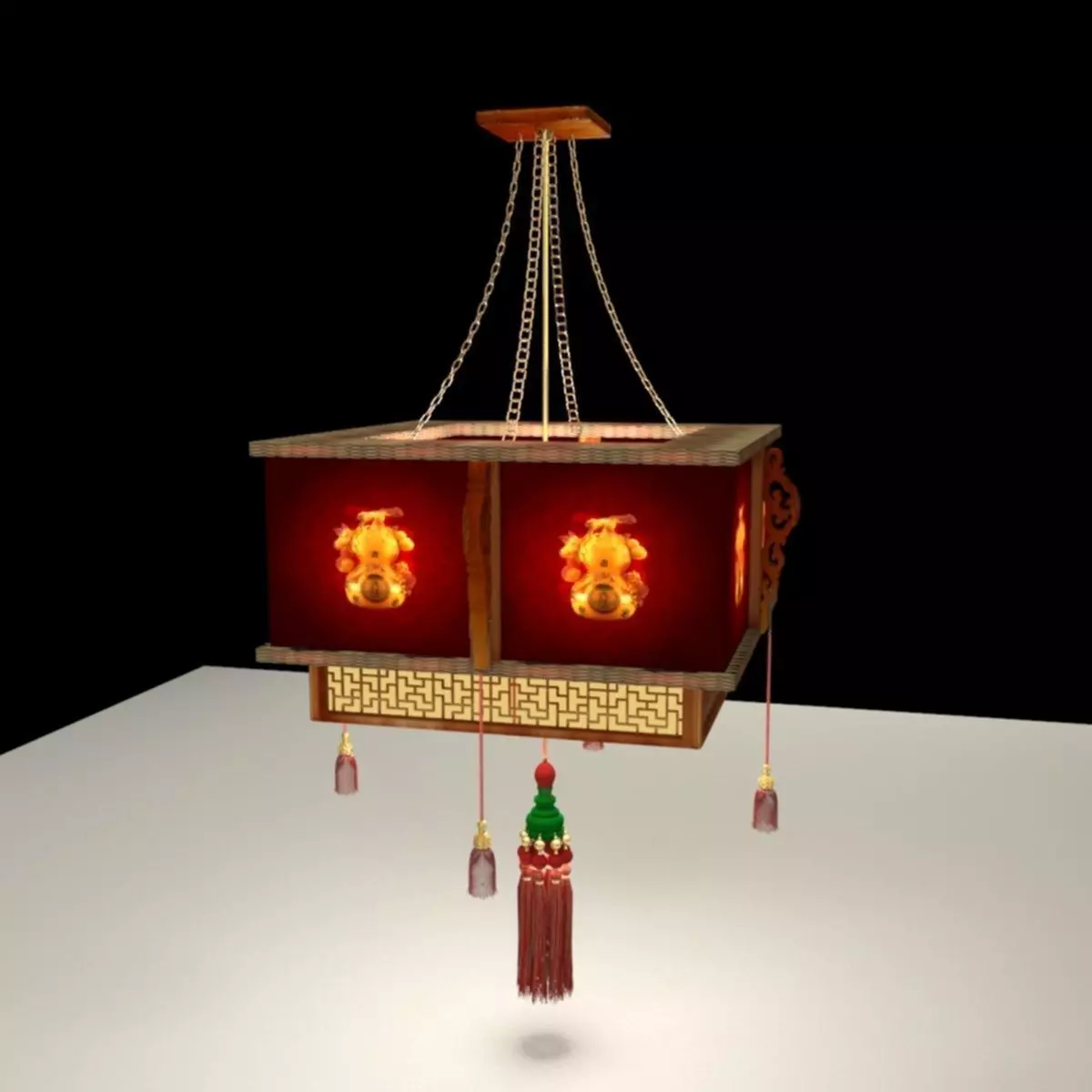 Chinese red lantern 3D model_0