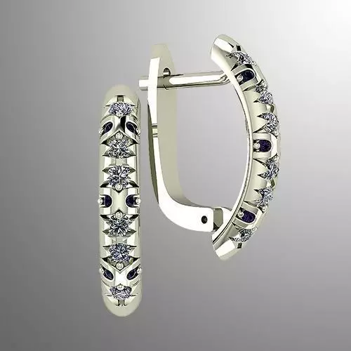 Earrings n 4 pair of with sapphires and diamonds 3D print model