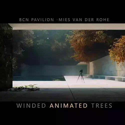 Barcelona Pavillion - TS 3D Scene 3D model Animated Trees 3D model