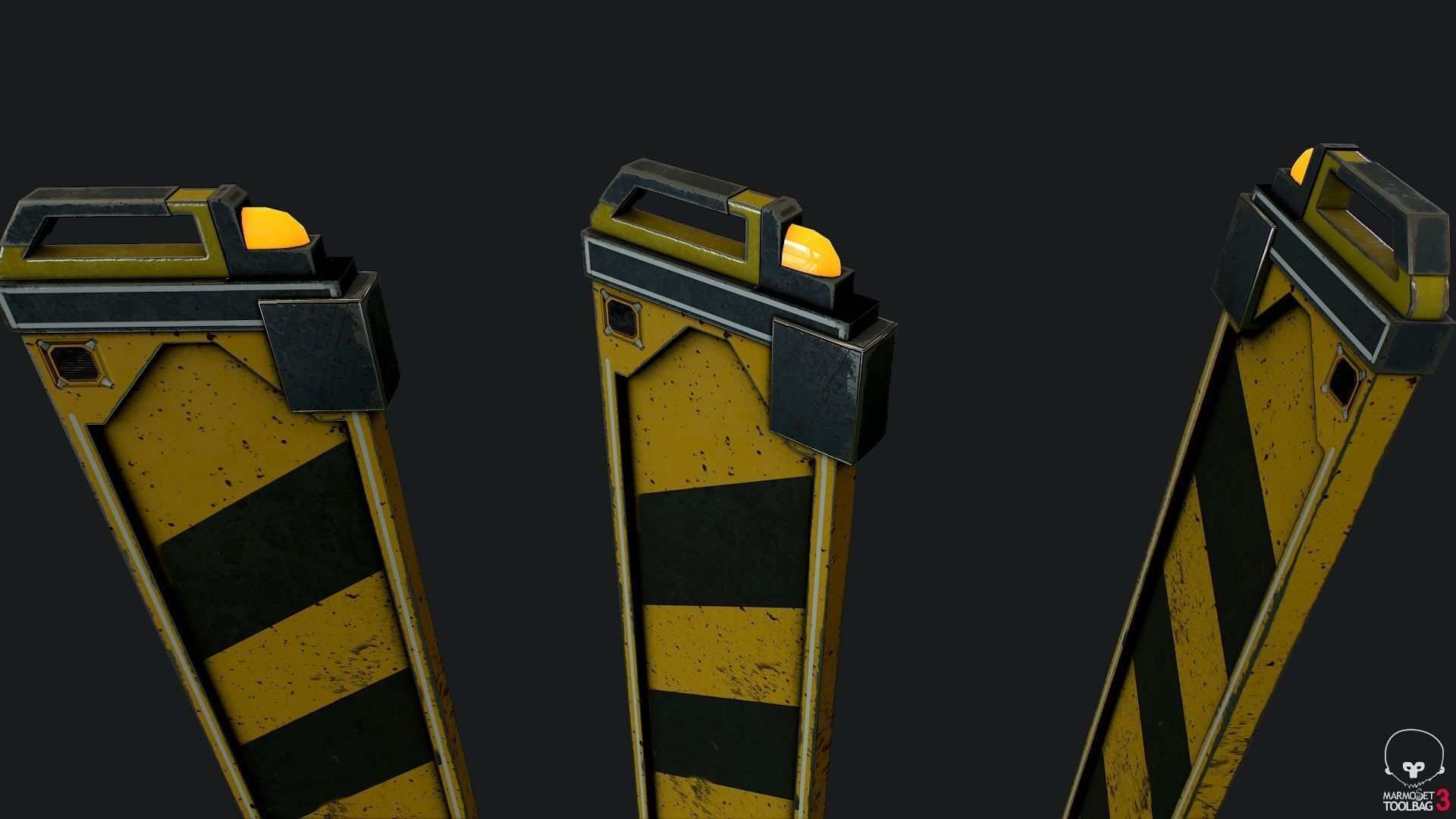 Futuristic Road blocker Low-poly 3D model_4