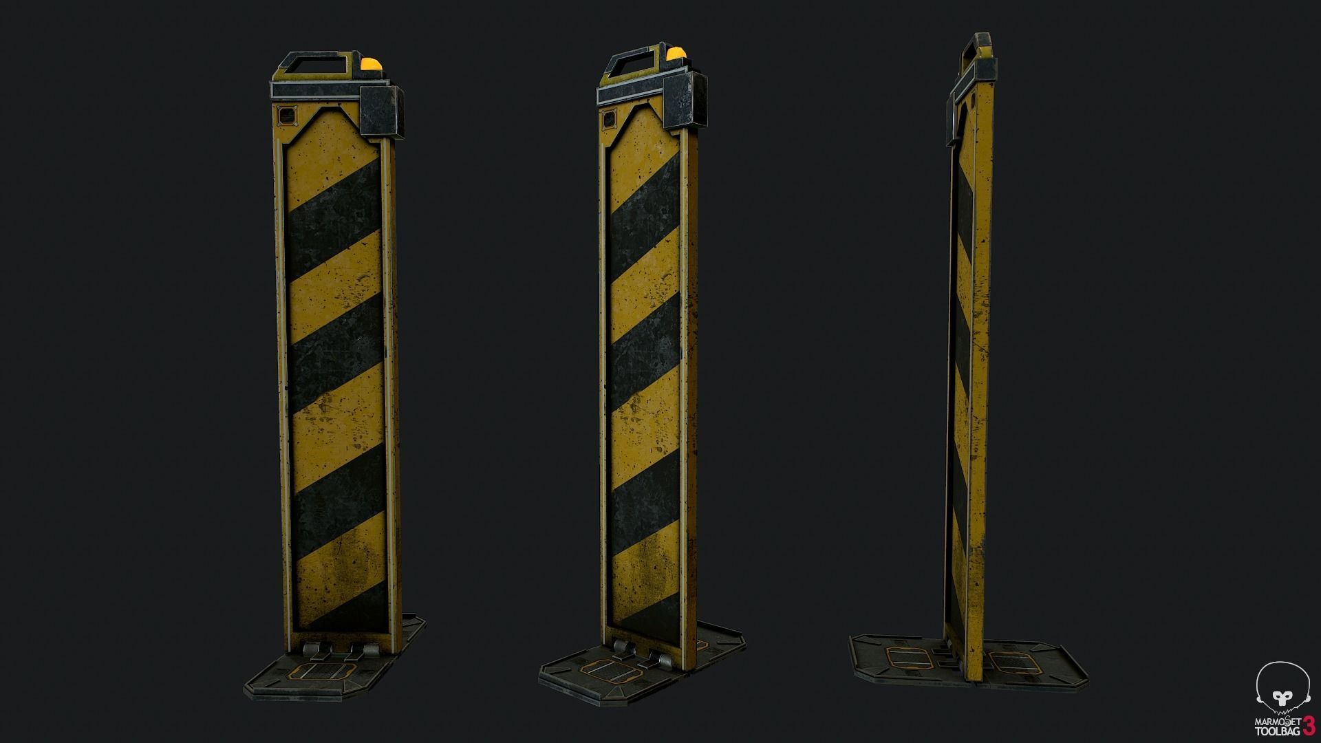 Futuristic Road blocker Low-poly 3D model_2