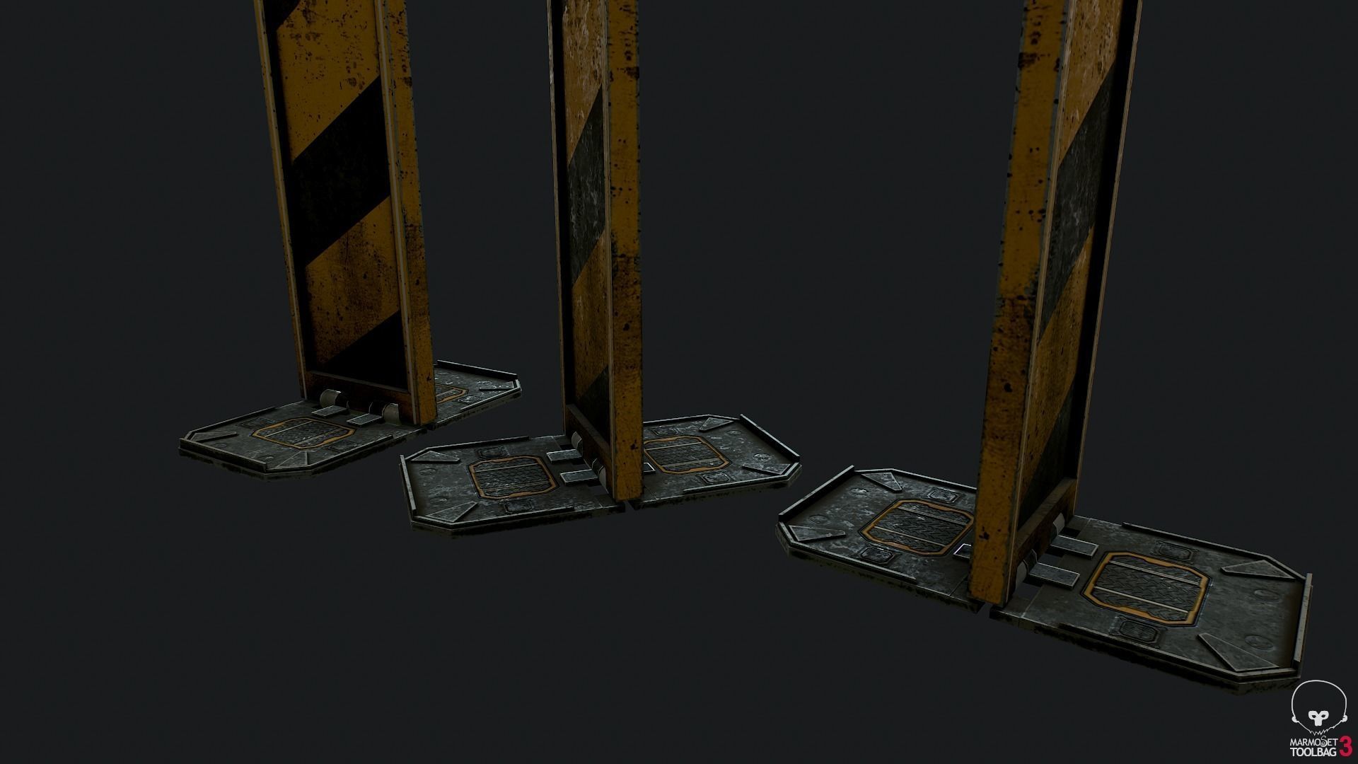 Futuristic Road blocker Low-poly 3D model_5