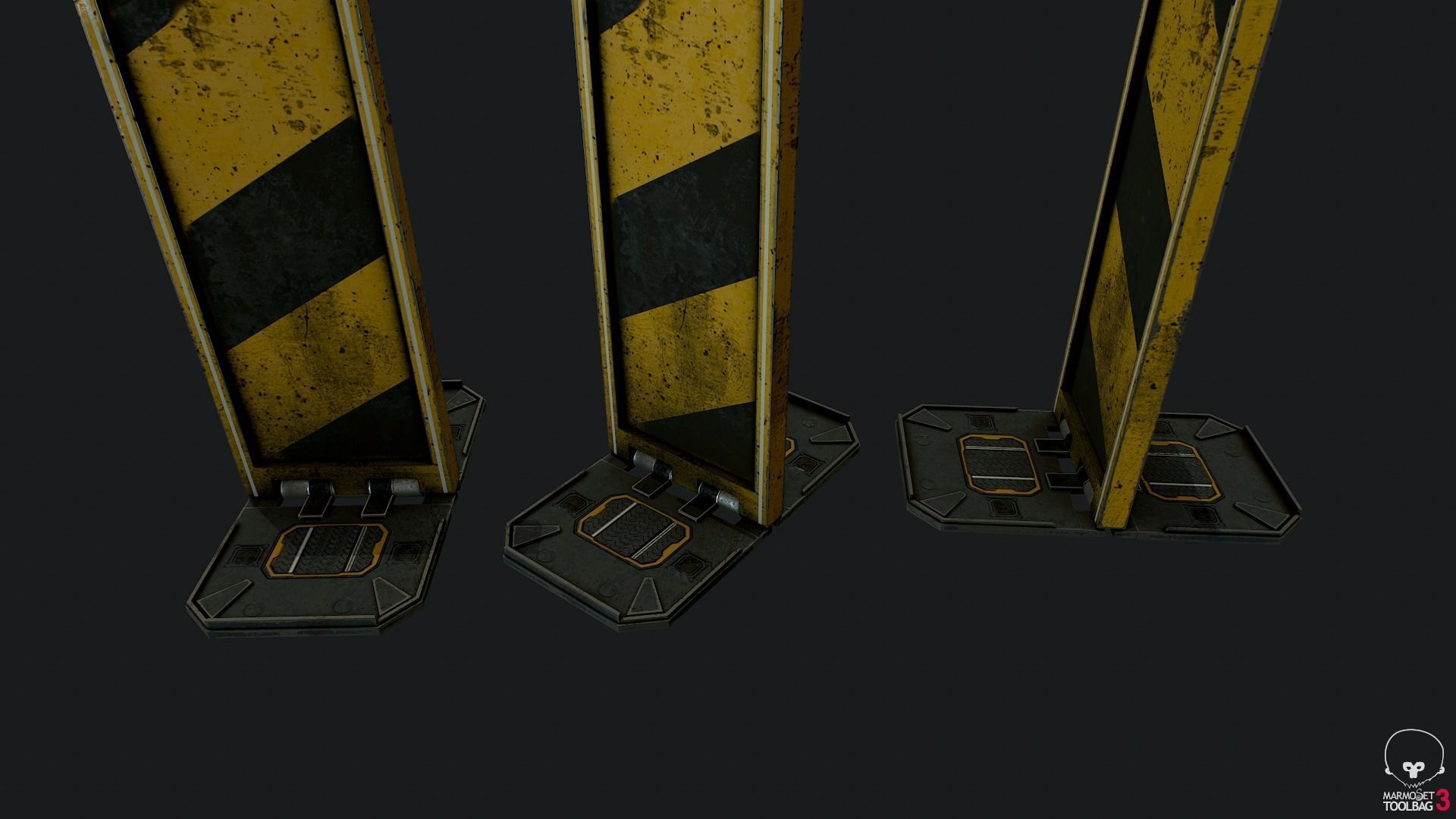 Futuristic Road blocker Low-poly 3D model_3