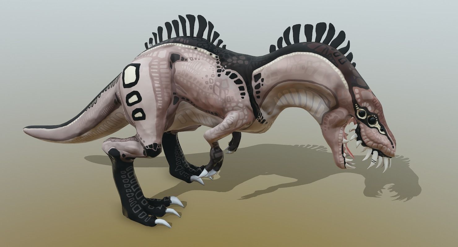 Cartoon T-Rex Dinosaur Low-poly 3D model_8