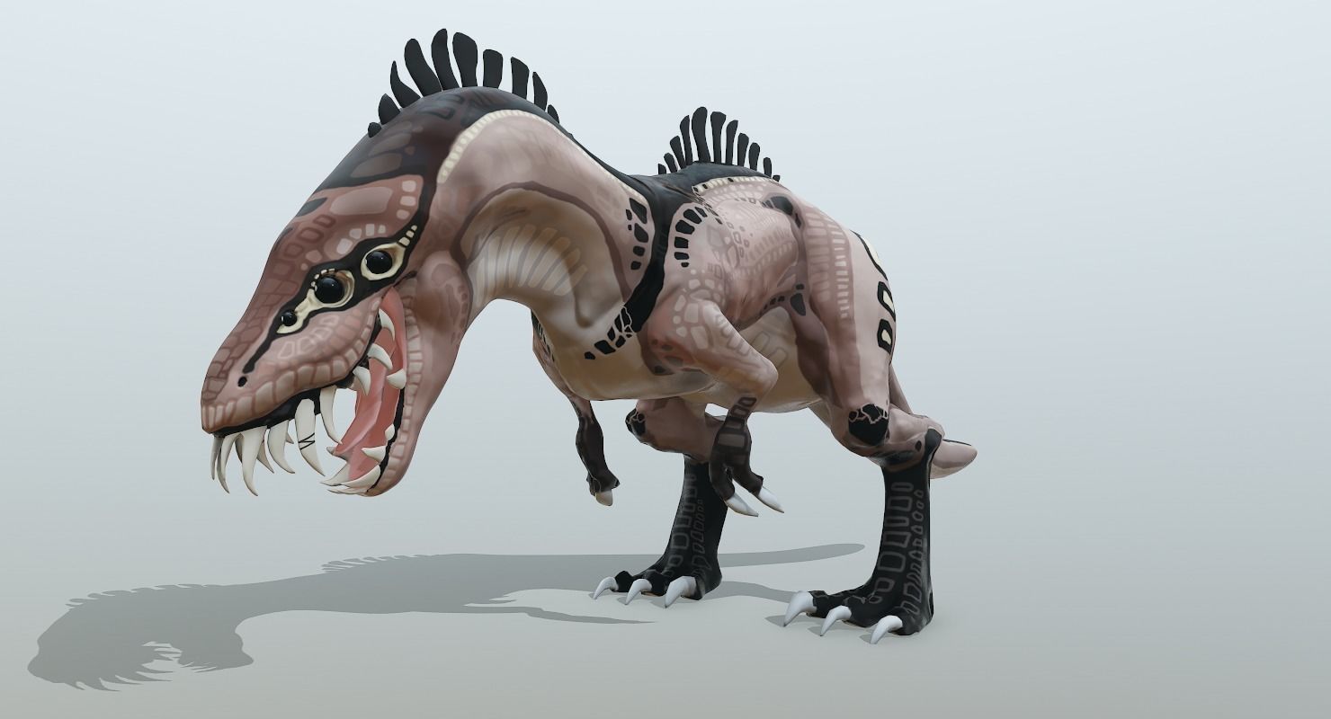 Cartoon T-Rex Dinosaur Low-poly 3D model_7