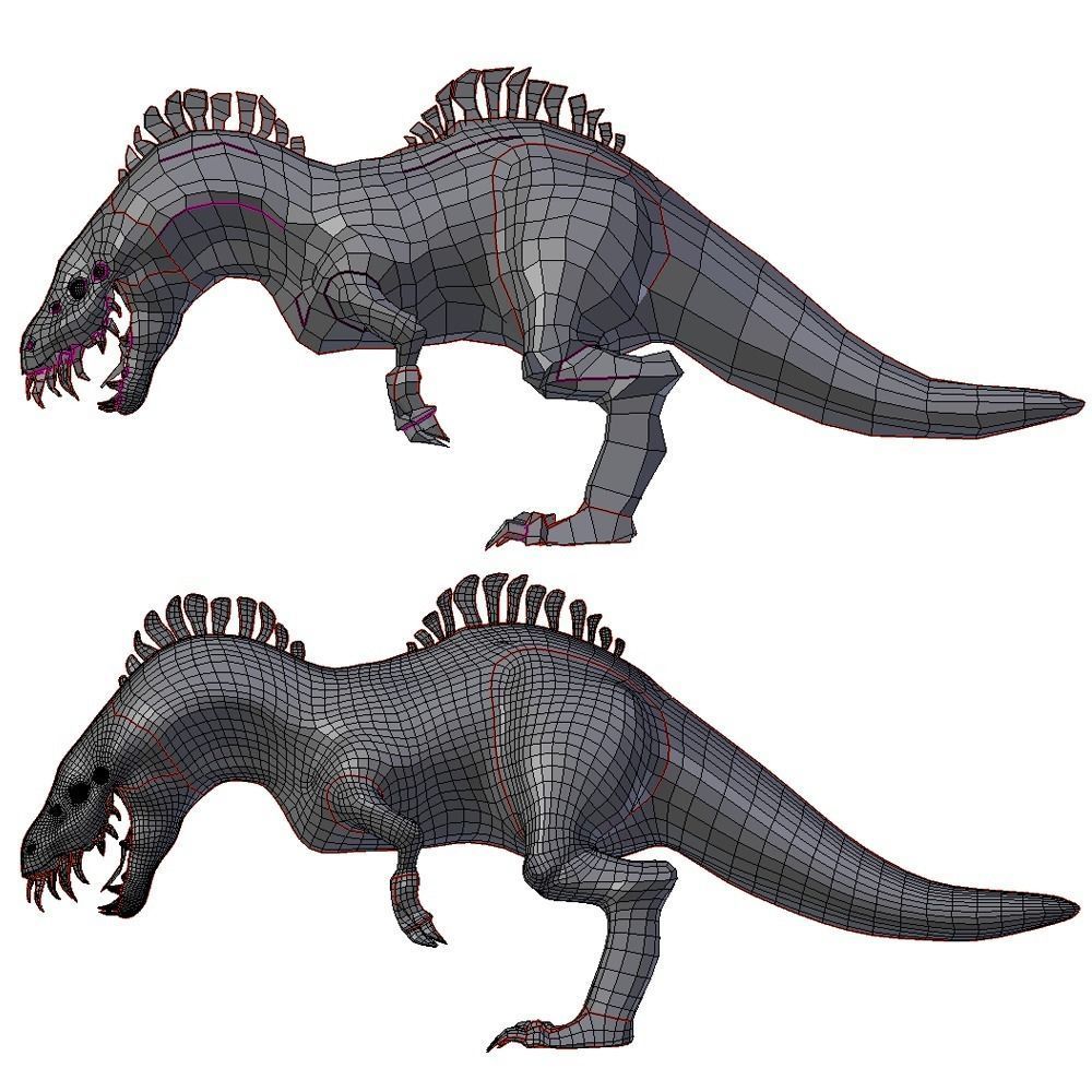 Cartoon T-Rex Dinosaur Low-poly 3D model_15