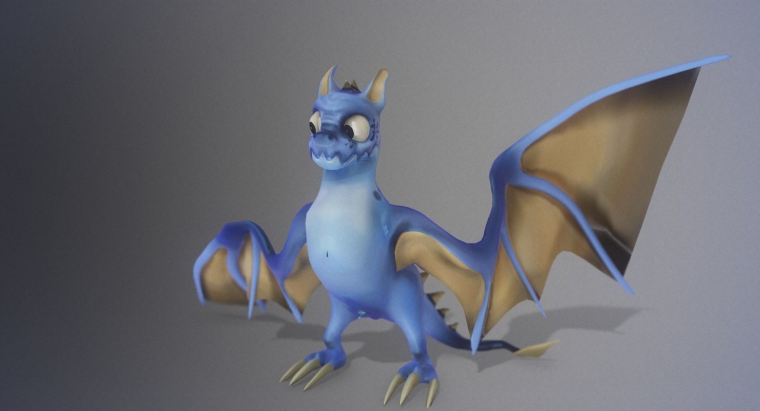 Vyvern Character Hand Painted Animated Low-poly 3D model_9