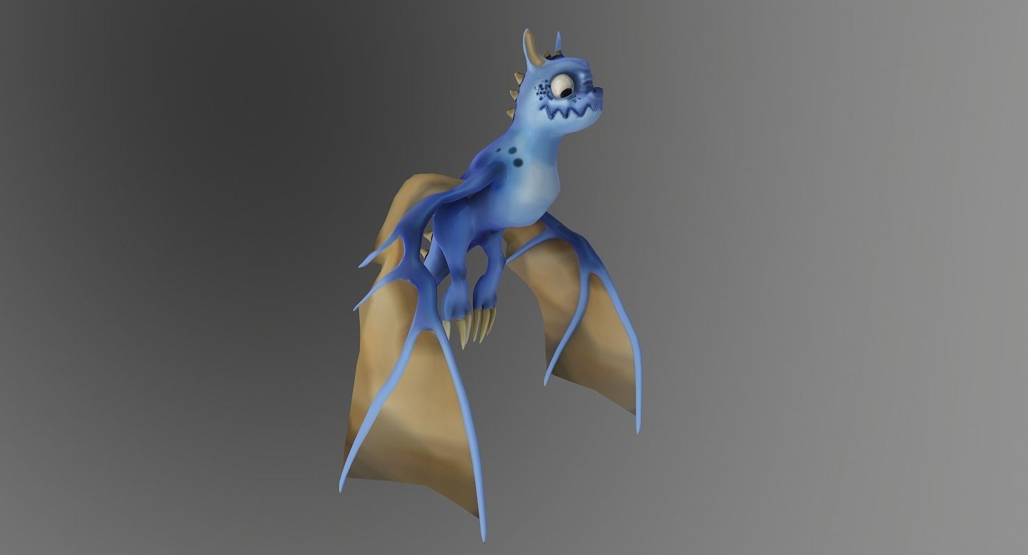 Vyvern Character Hand Painted Animated Low-poly 3D model_6