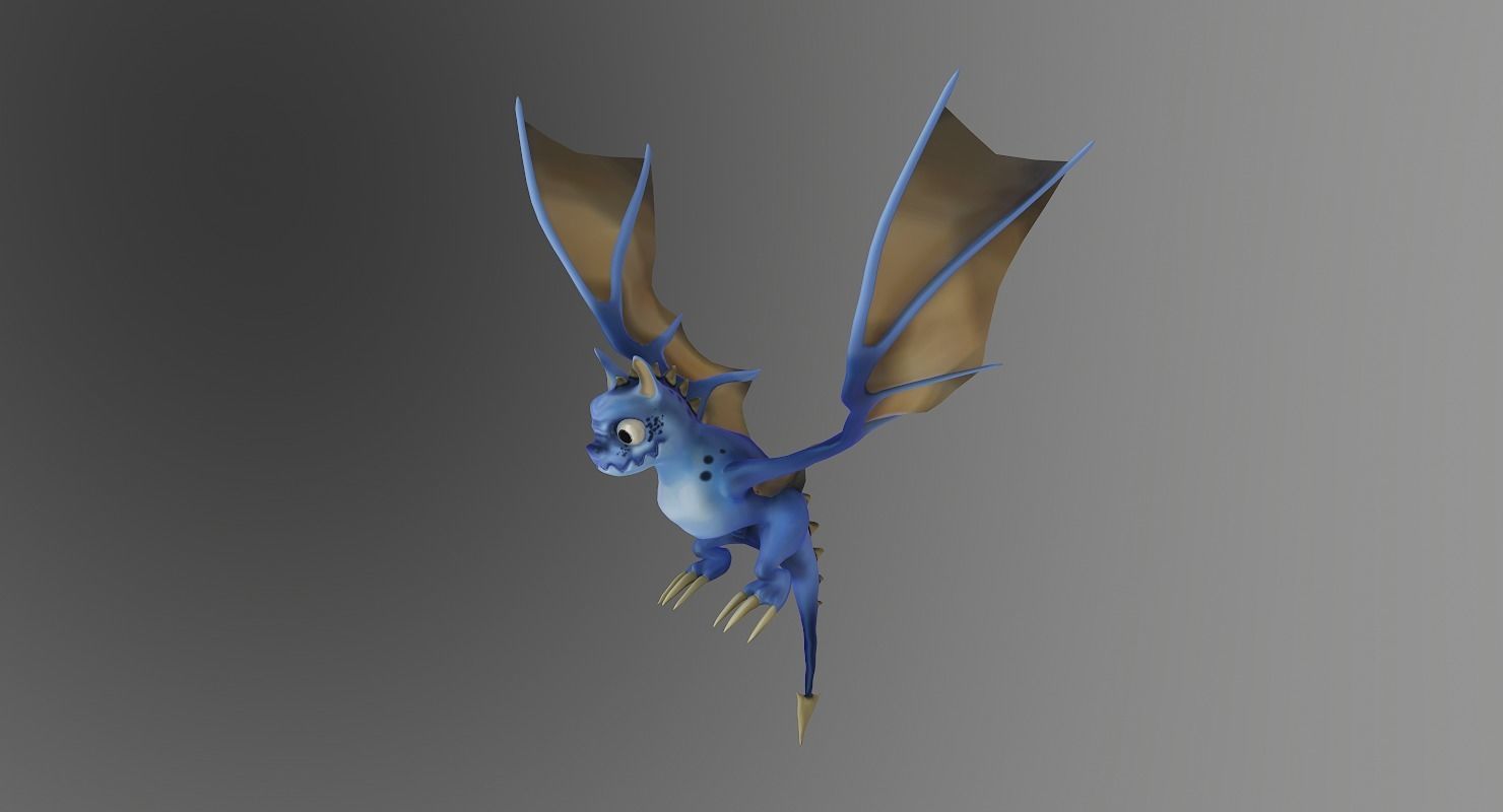 Vyvern Character Hand Painted Animated Low-poly 3D model_3