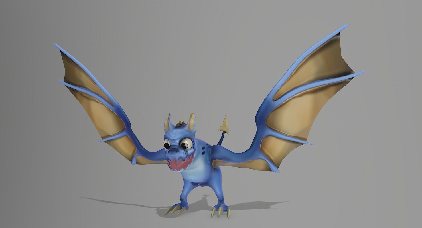 Vyvern Character Hand Painted Animated Low-poly 3D model_7