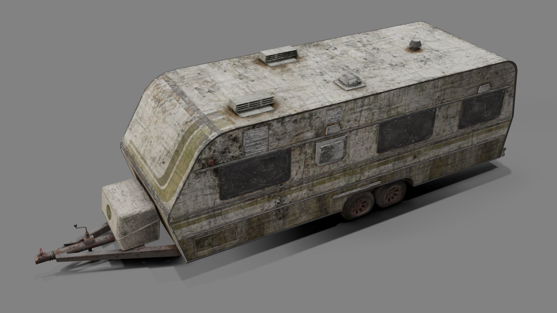 Abandoned Caravan  Low-poly 3D model_4