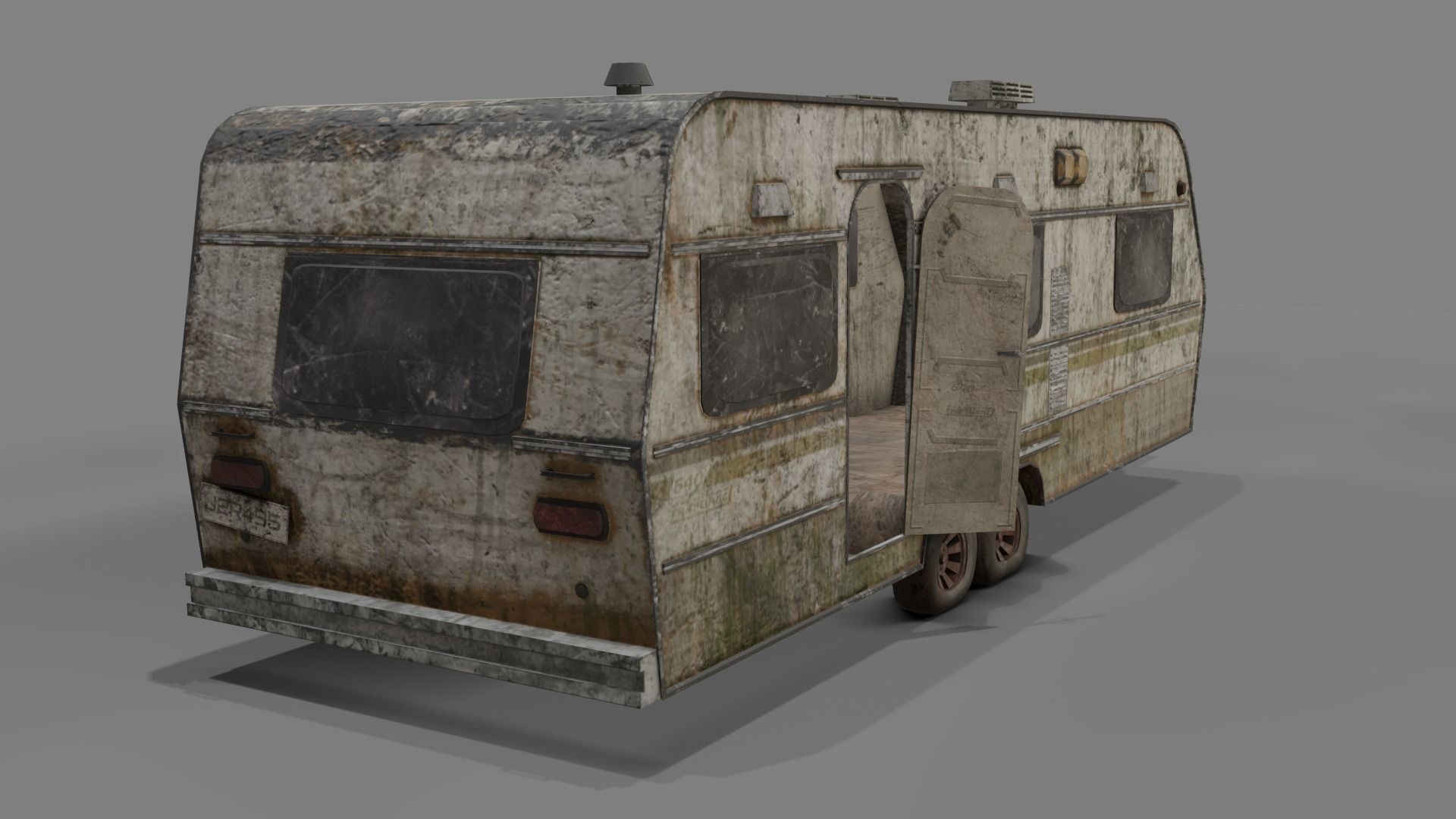 Abandoned Caravan  Low-poly 3D model_3