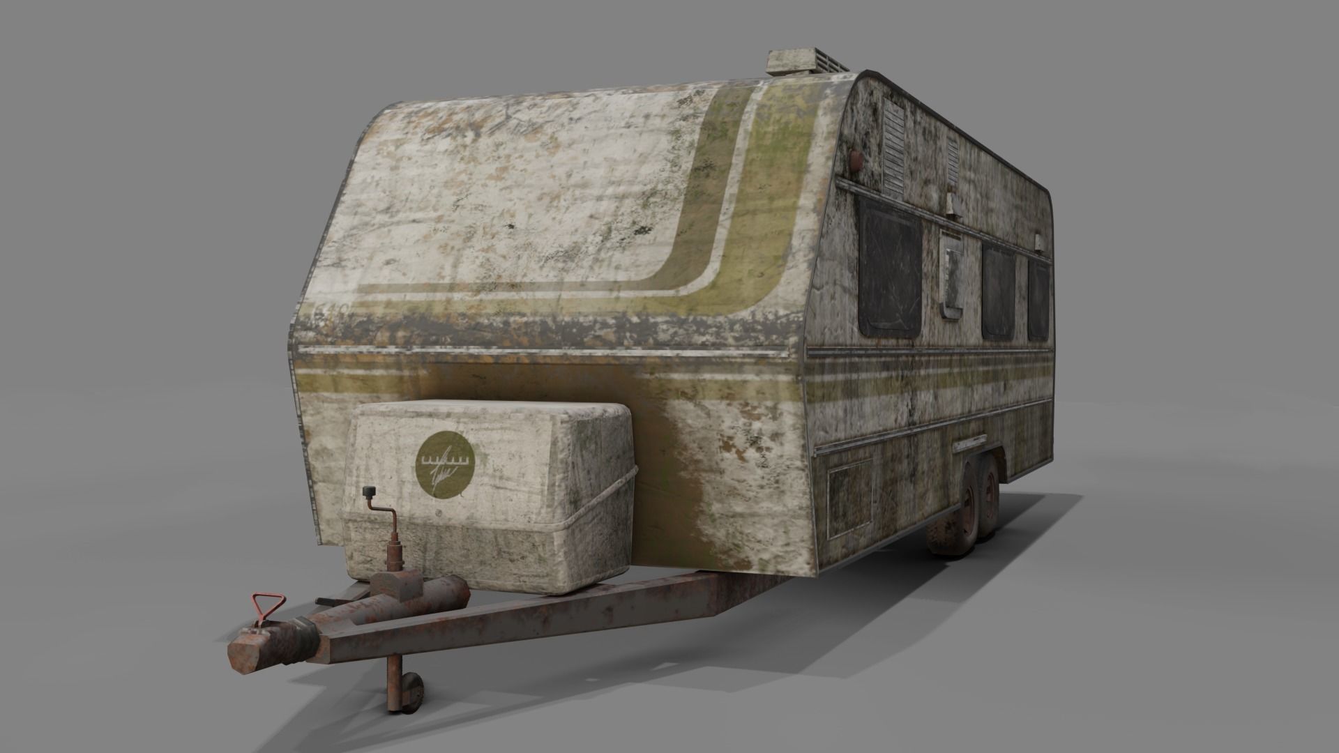 Abandoned Caravan  Low-poly 3D model_5