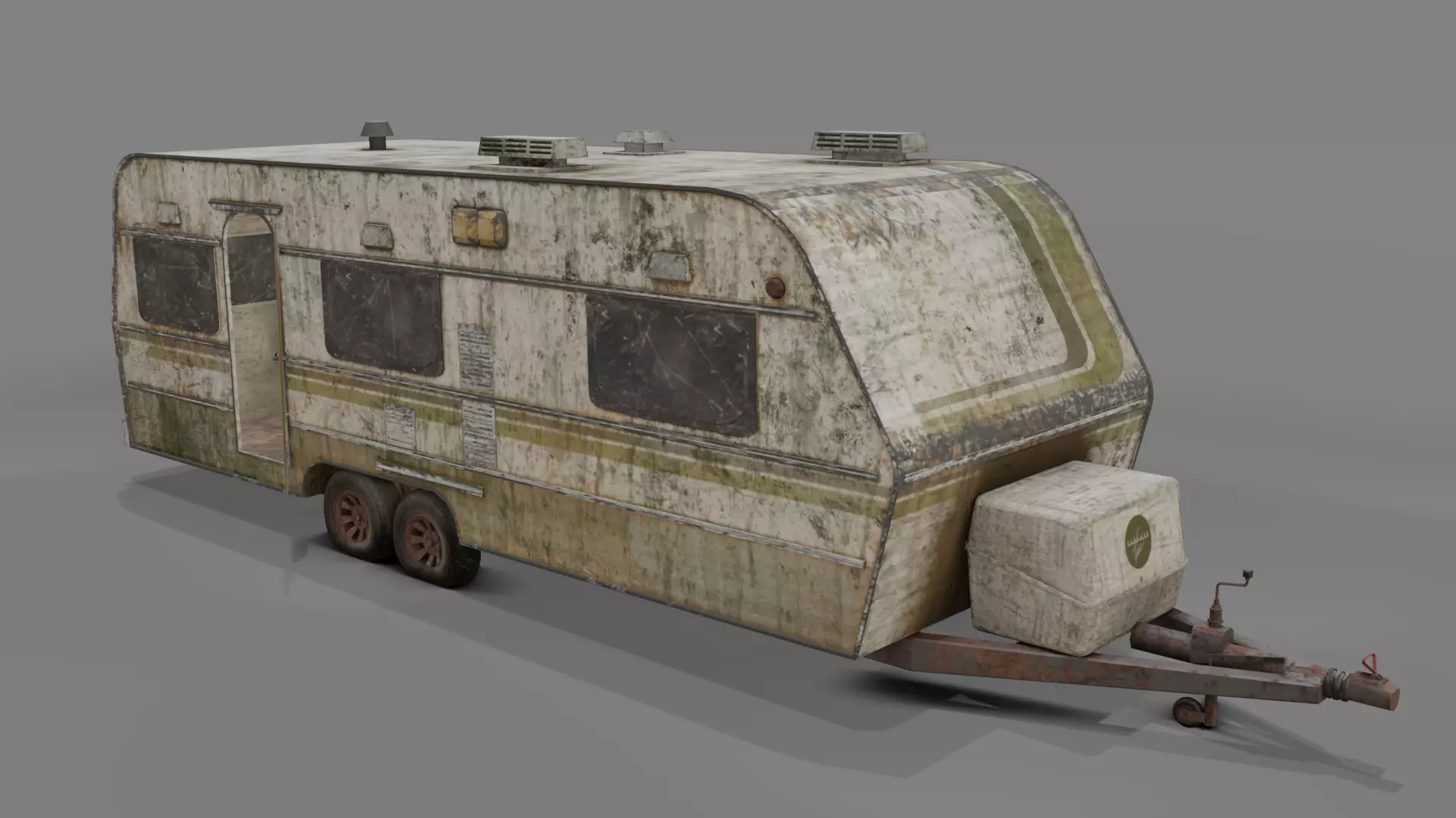Abandoned Caravan  Low-poly 3D model_0