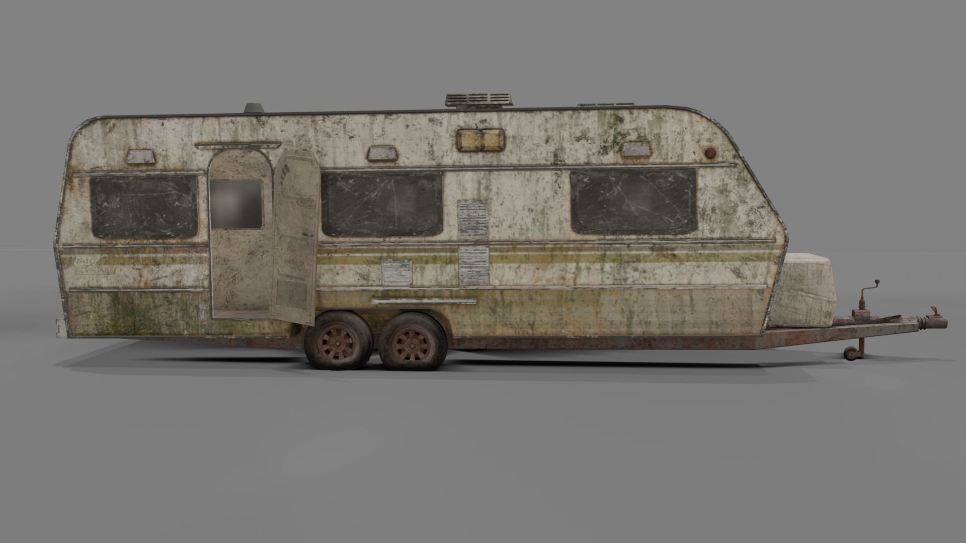 Abandoned Caravan  Low-poly 3D model_2