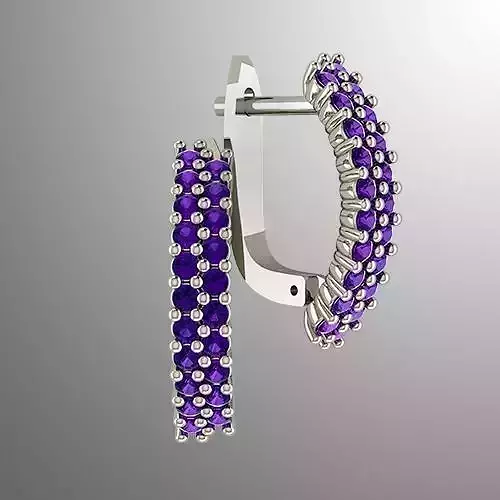 Earrings n 7 hoop with amethyst