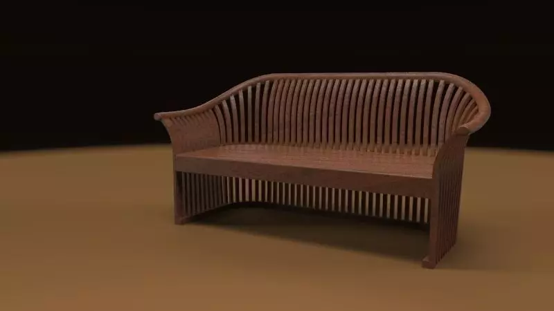 Teak bench Free 3D model