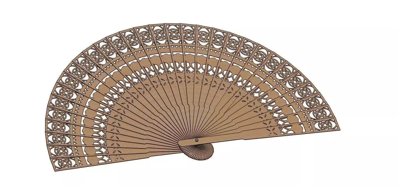 Bali wooden fan Free 3D model