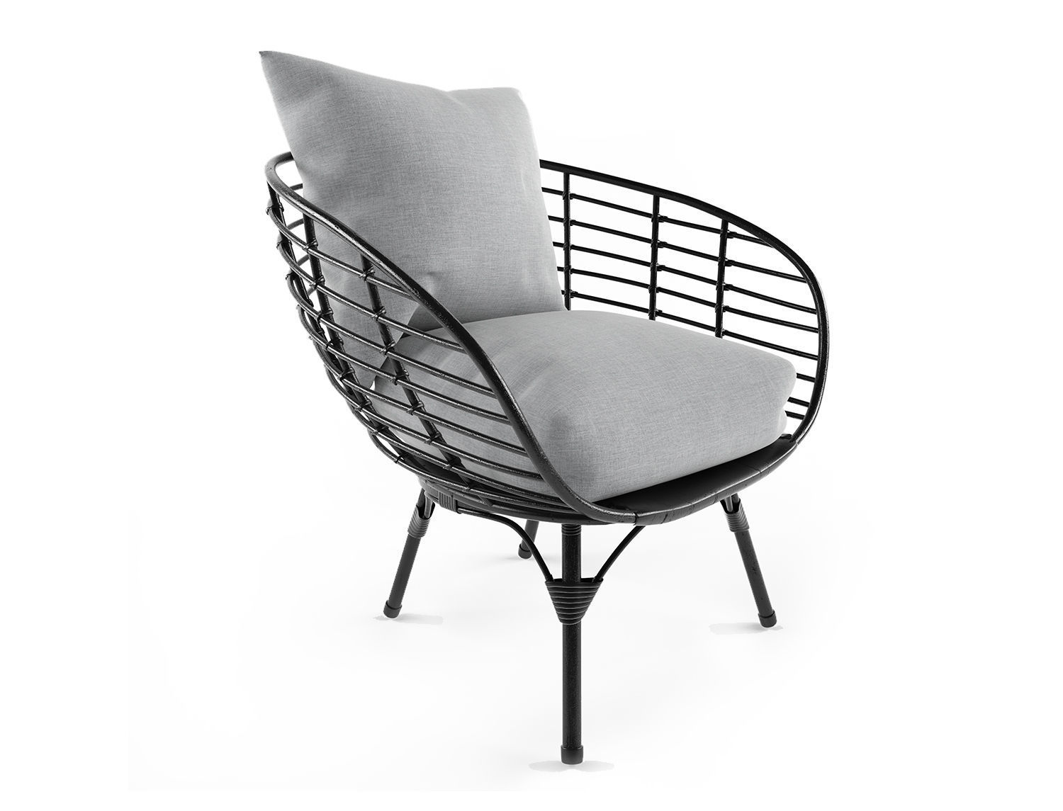 Black all weather wicker 3D model_3