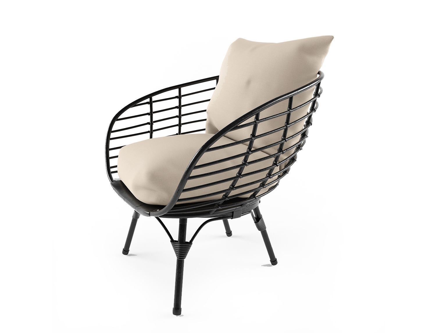 Black all weather wicker 3D model_4