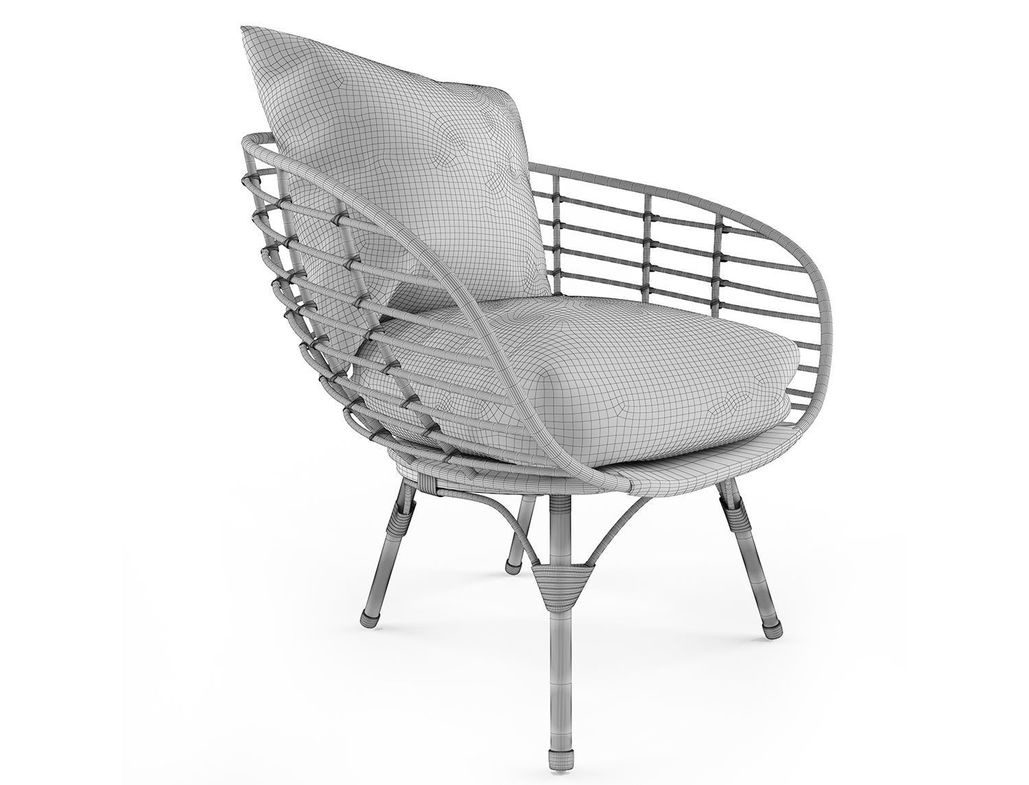 Black all weather wicker 3D model_5