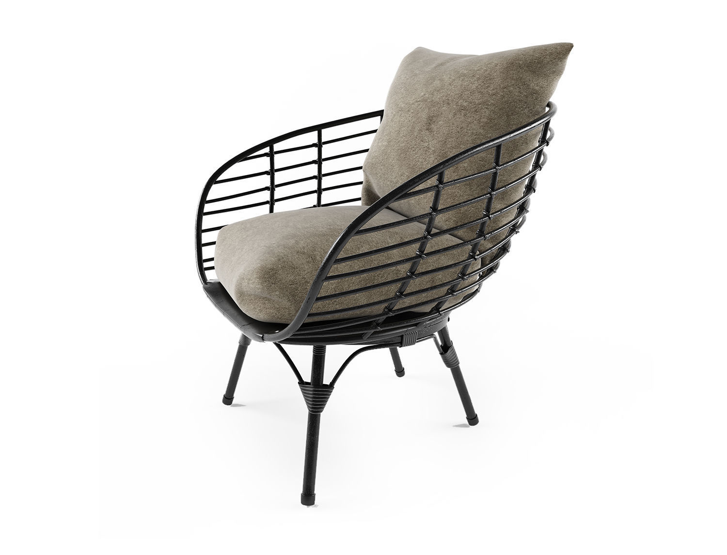 Black all weather wicker 3D model_2