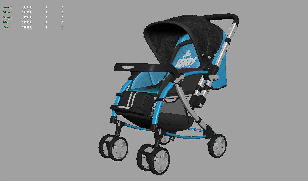 Baby Carriage 3D model_4