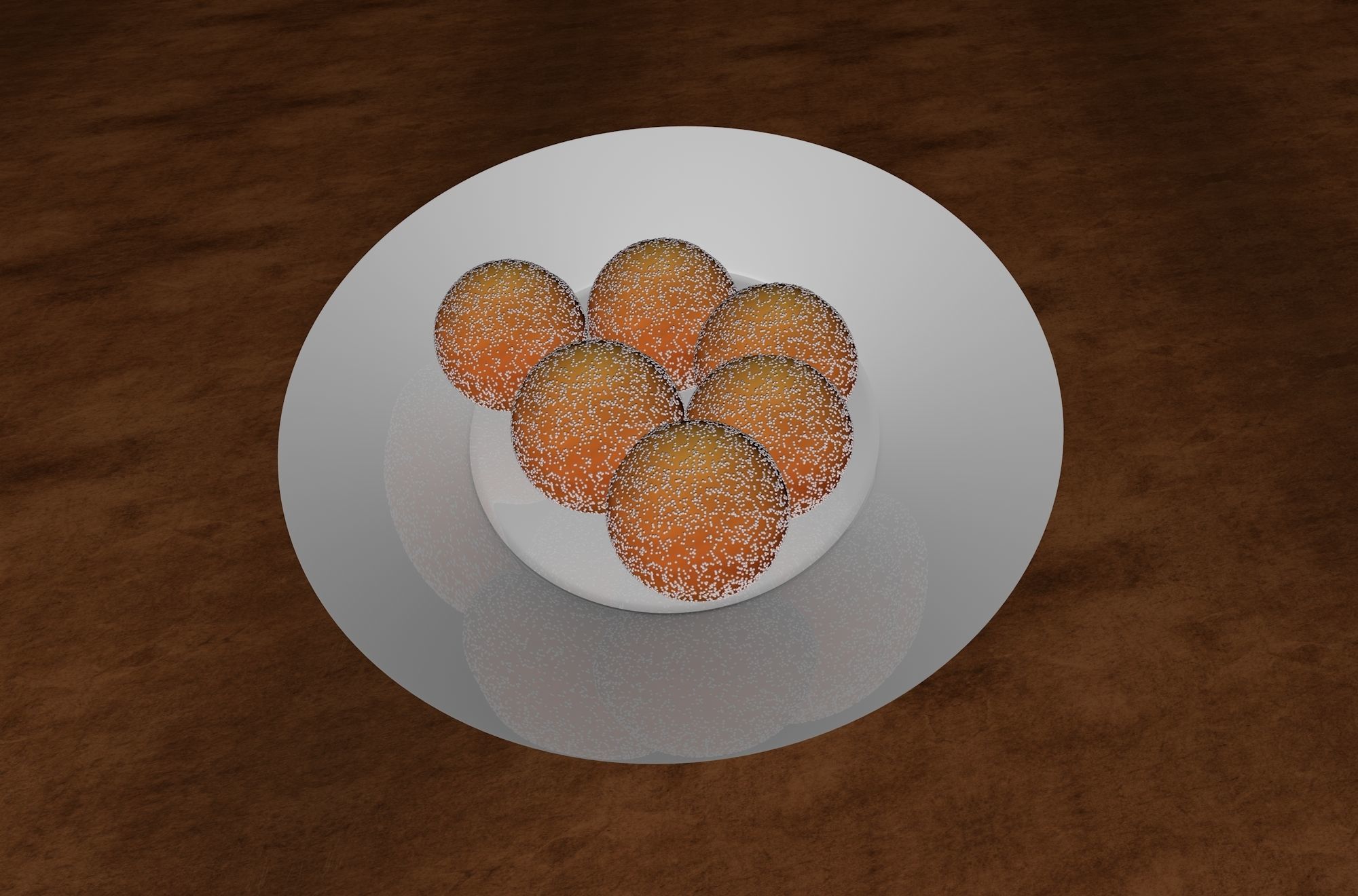 Chocolate Donut and Mini Donut with Plate 3D model_7