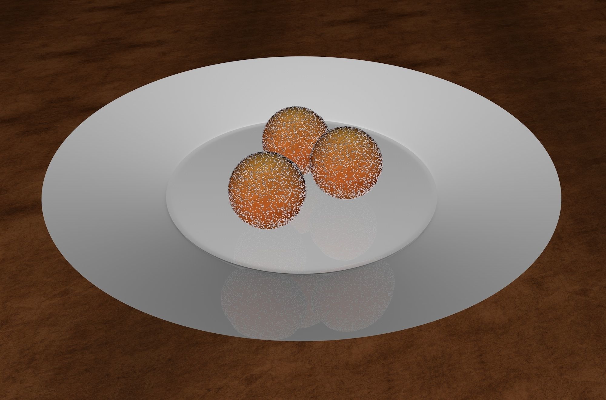 Chocolate Donut and Mini Donut with Plate 3D model_9