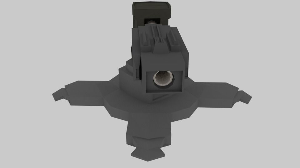 Low poly Turret gun Low-poly 3D model_1