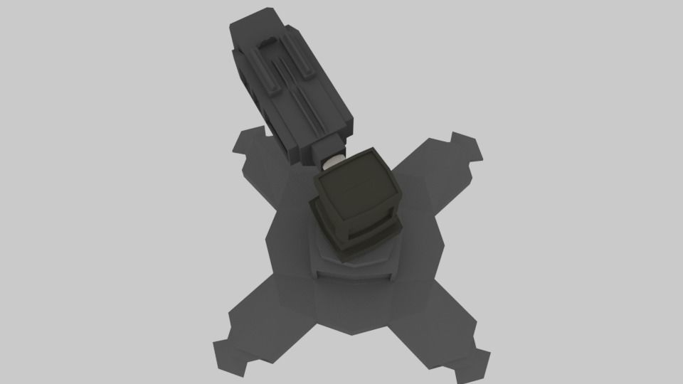 Low poly Turret gun Low-poly 3D model_4